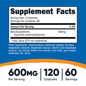 Nutricost Beta Ecdysterone 600mg flacon avec capsules