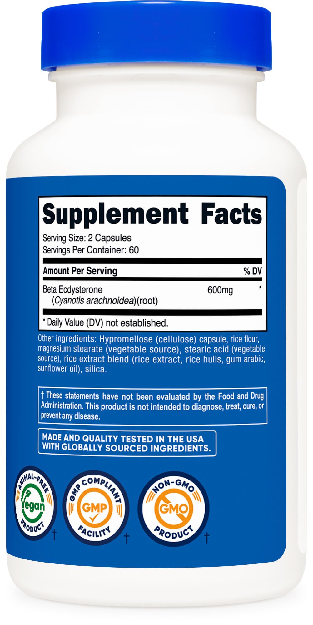 Nutricost Beta Ecdysterone 600mg prise de capsules