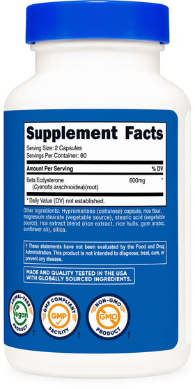 Nutricost Beta Ecdysterone 600mg prise de capsules