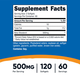 Nutricost Beta Sitosterol 120 capsules, arrière de l'emballage