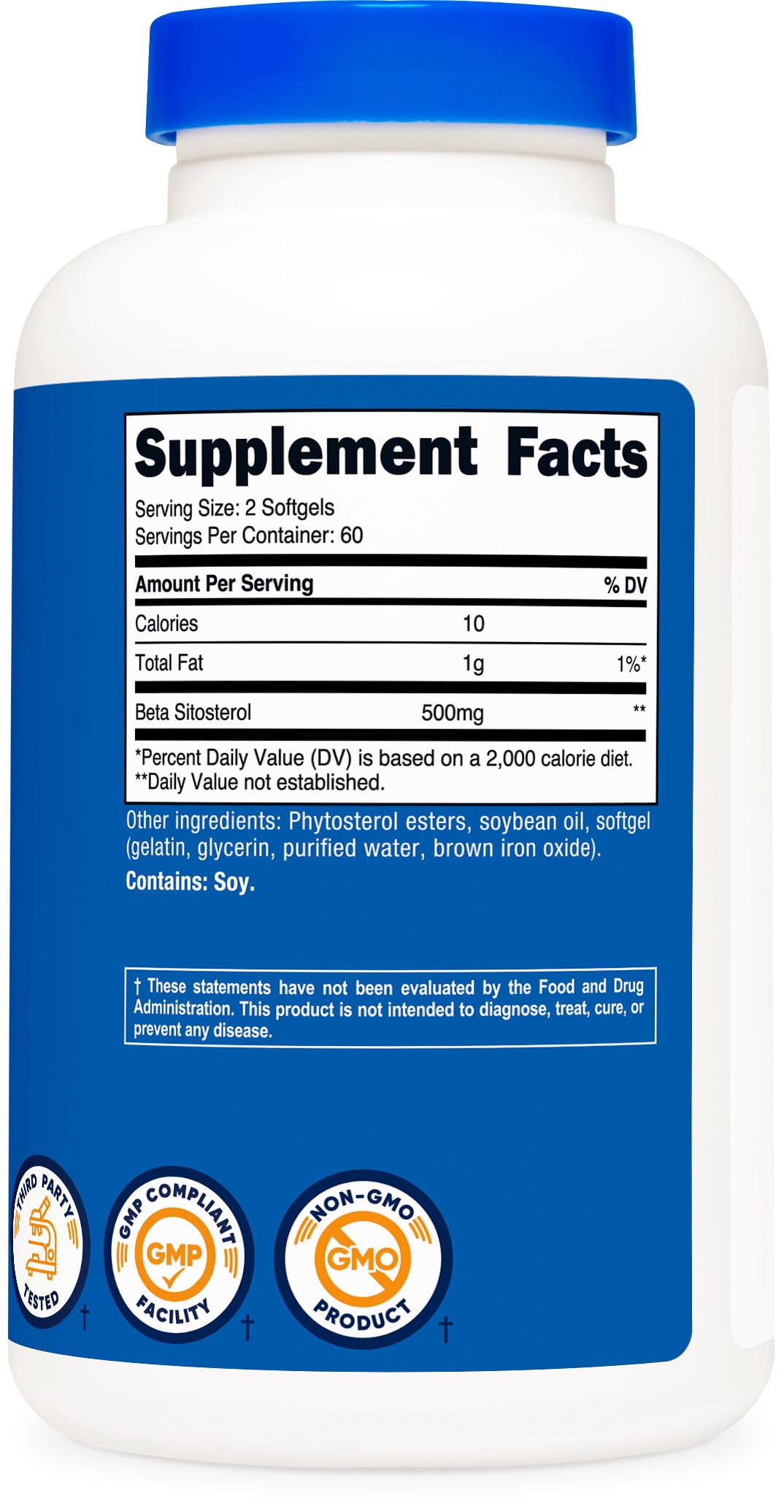 Nutricost Beta Sitosterol 120 capsules, gélules dans un verre d'eau