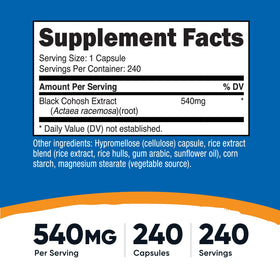 Nutricost Black Cohosh 540mg 240 Capsules, côté