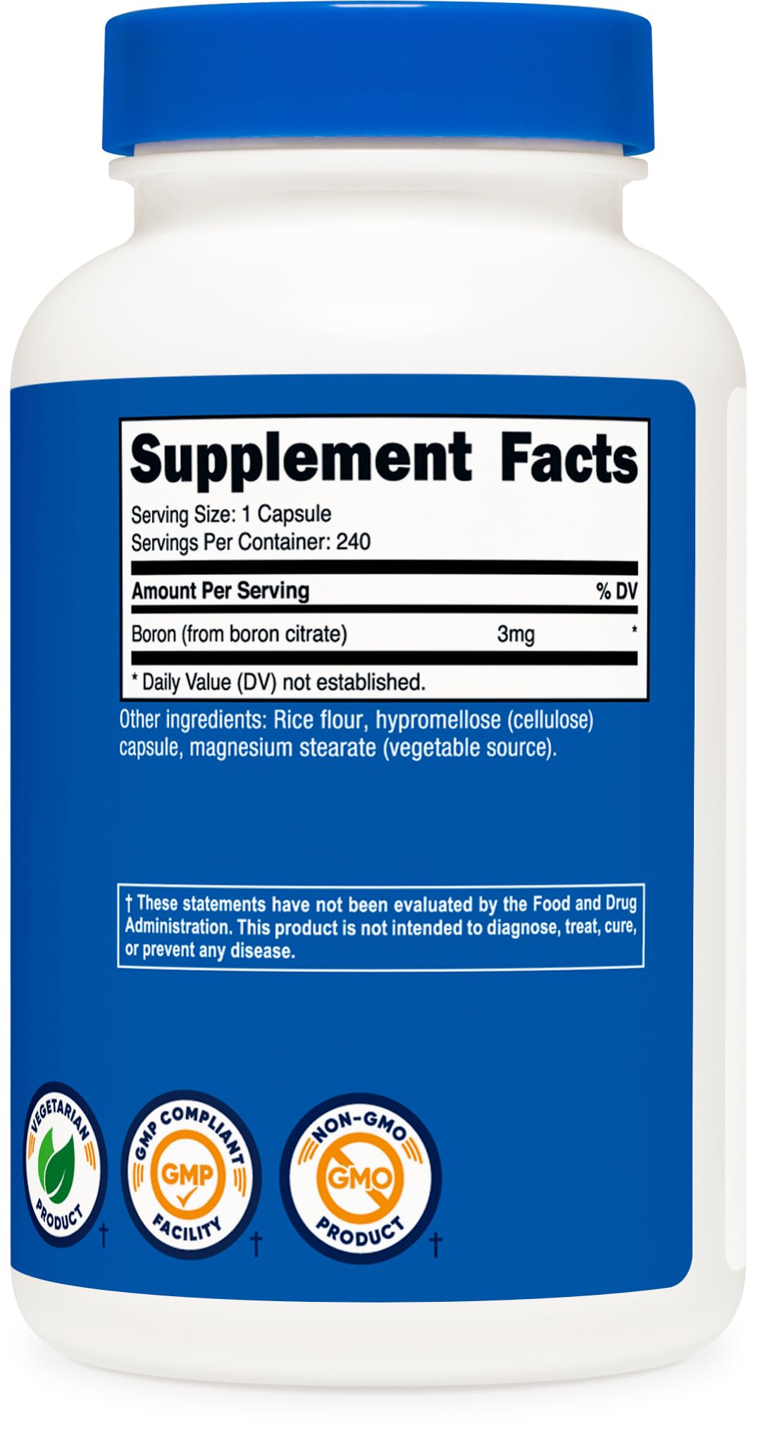 Nutricost Boron 3mg étiquette du flacon