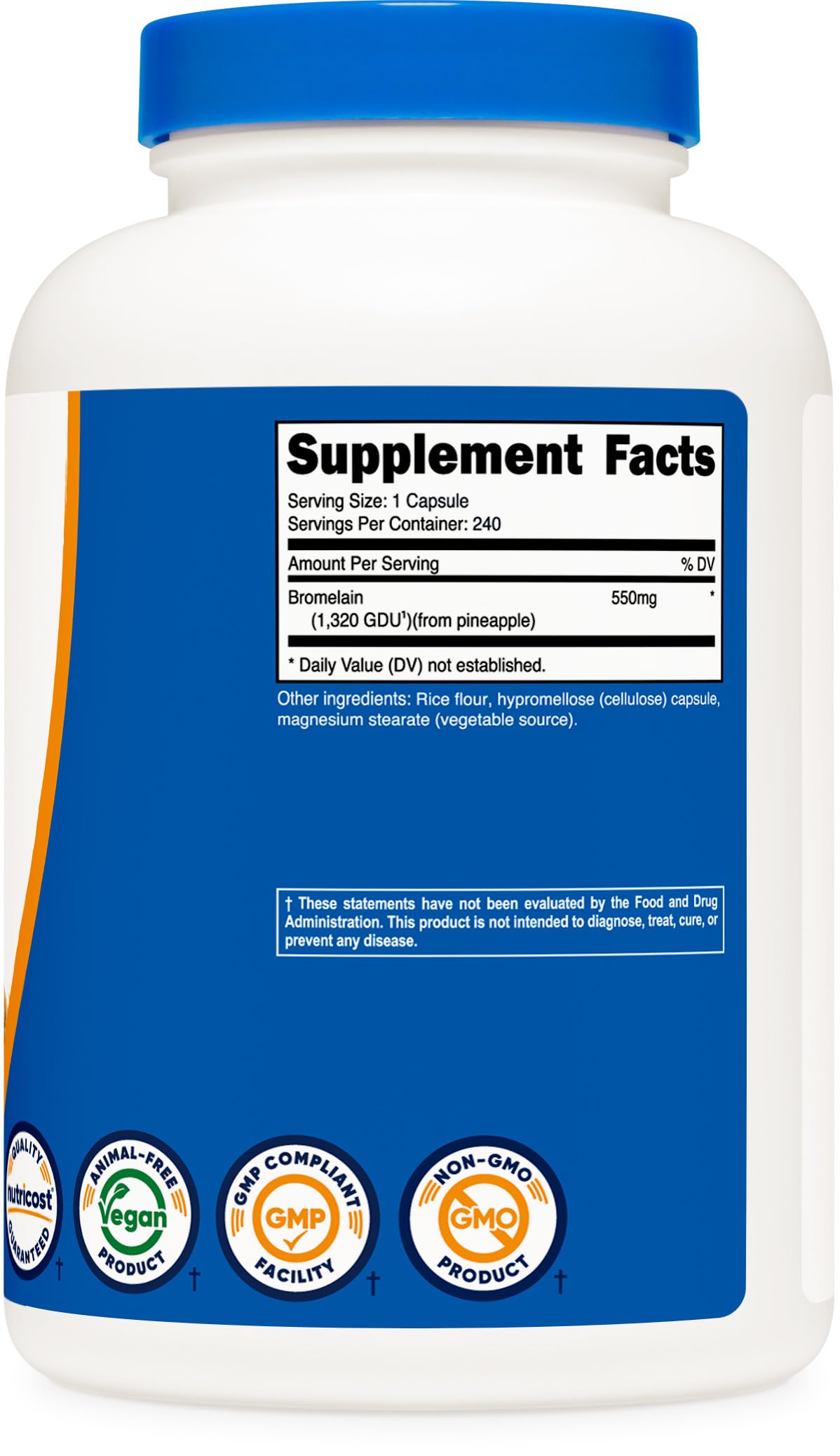 Nutricost Bromélaïne 550 mg capsules ouvertes et éparpillées