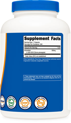 Nutricost Bromélaïne 550 mg capsules ouvertes et éparpillées
