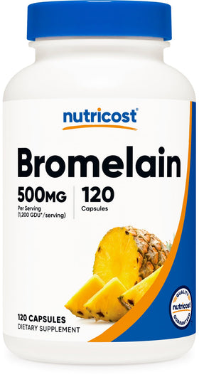 Nutricost Broméline 500mg 120 Capsules Végétariennes, vue de l'avant