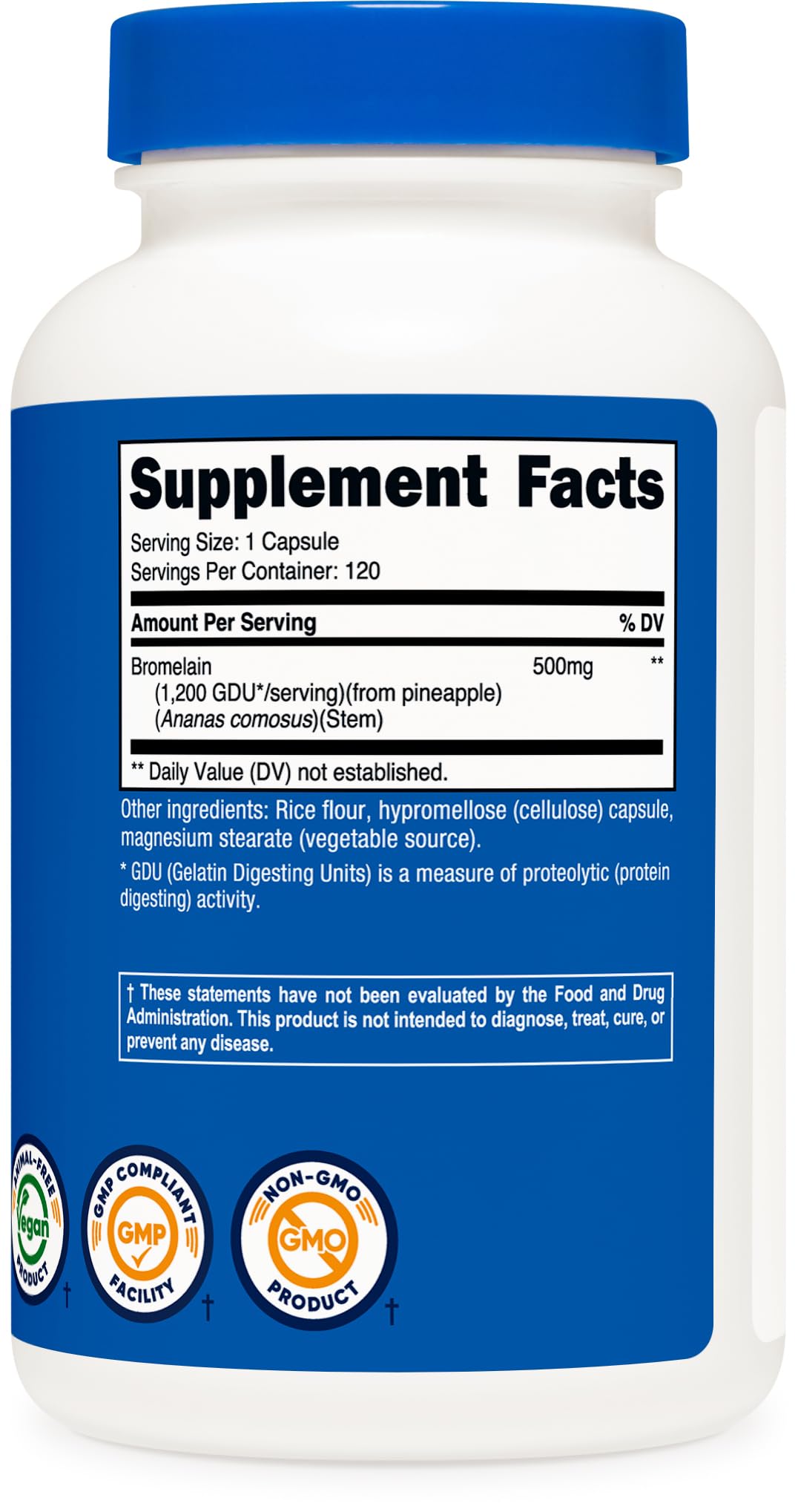 Nutricost Broméline 500mg Capsules, avec un verre d'eau