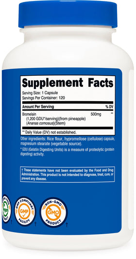 Nutricost Broméline 500mg Capsules, avec un verre d'eau