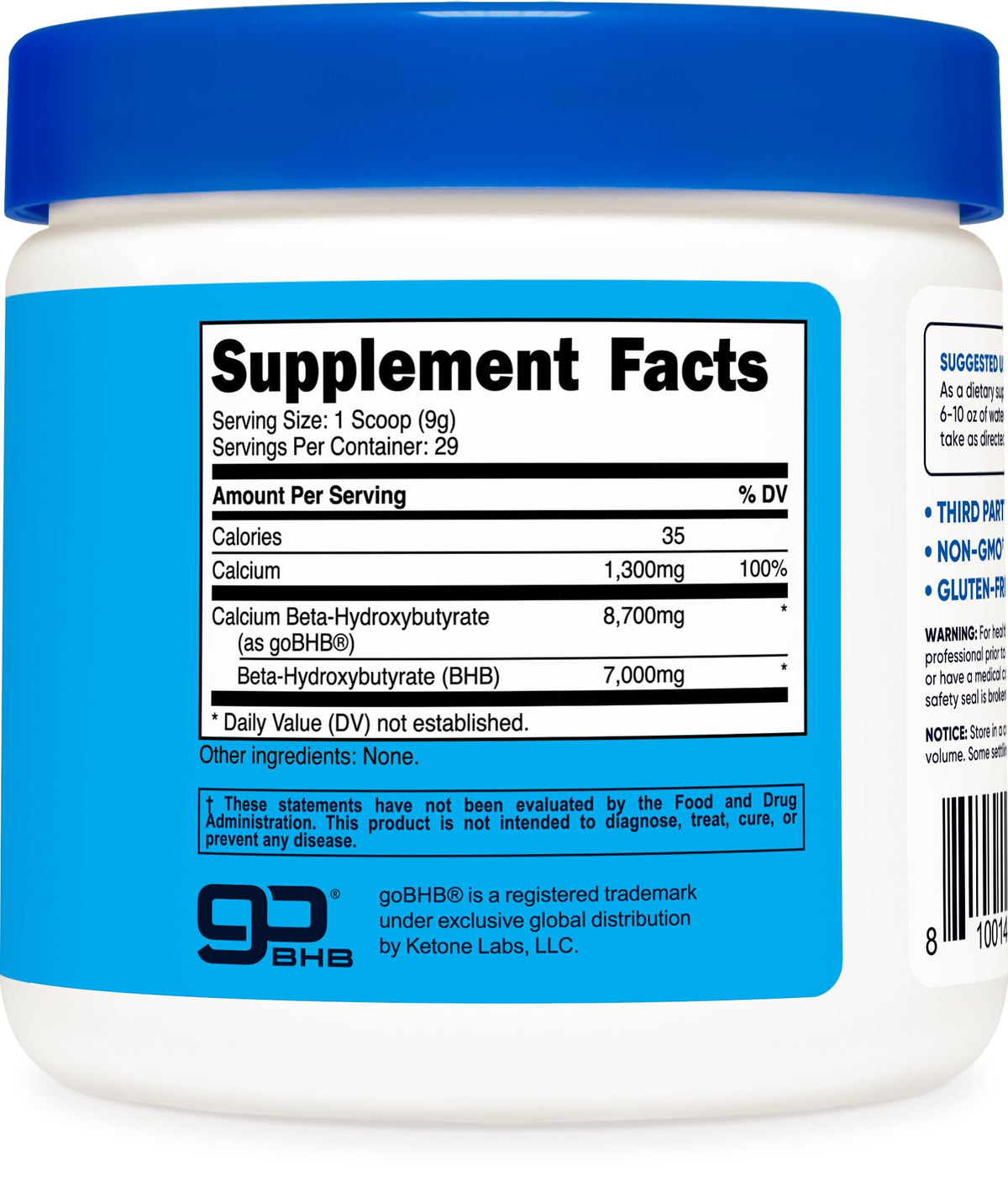 Nutricost Calcium BHB 250g sur une table avec des ingrédients de recette