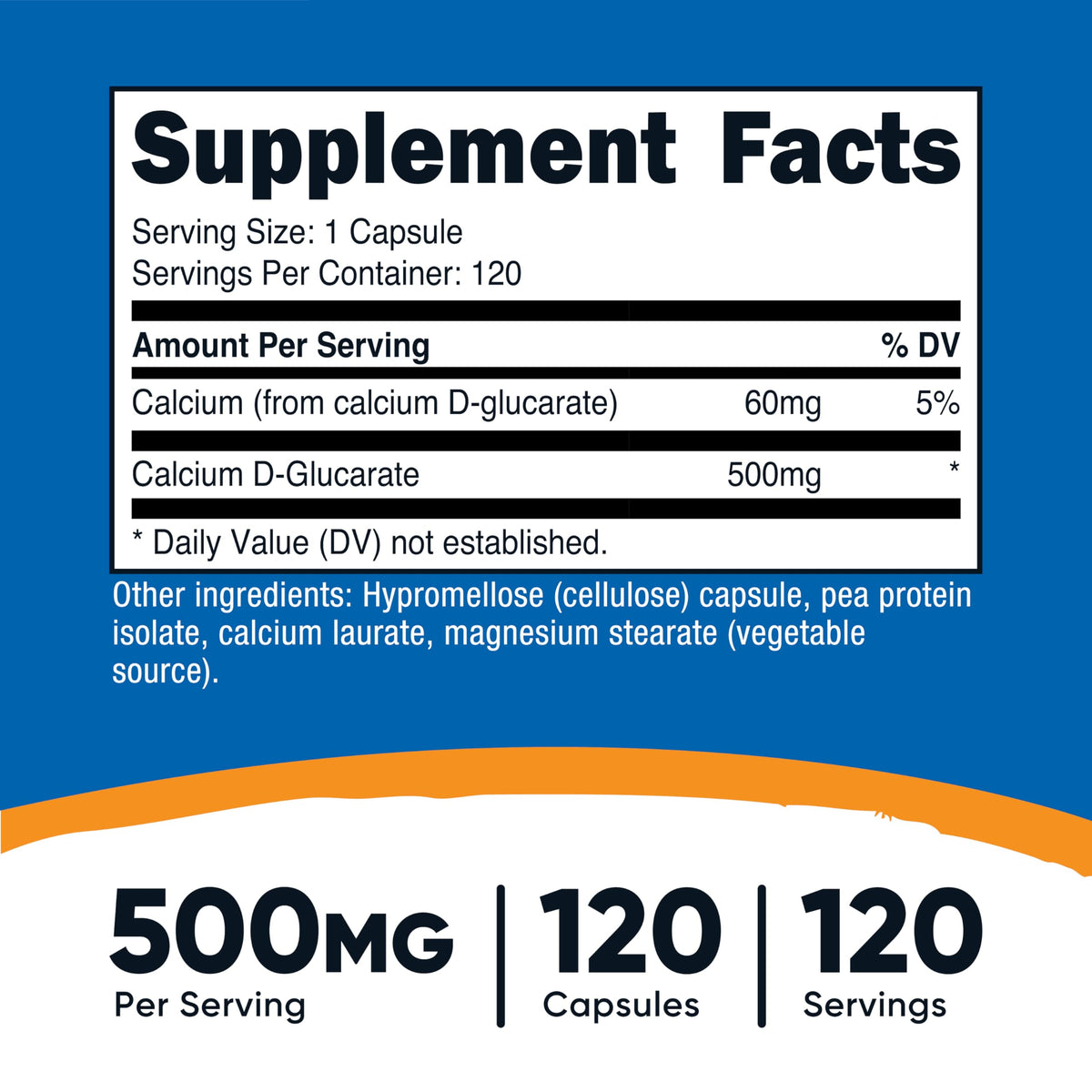 Nutricost Calcium D-Glucarate 500mg gélules végétariennes sur fond blanc