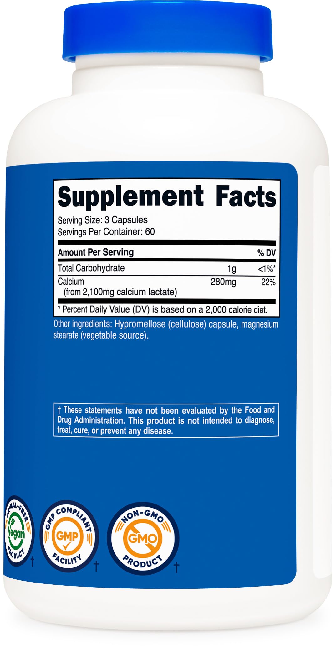 Nutricost Calcium Lactate avec capsules à côté