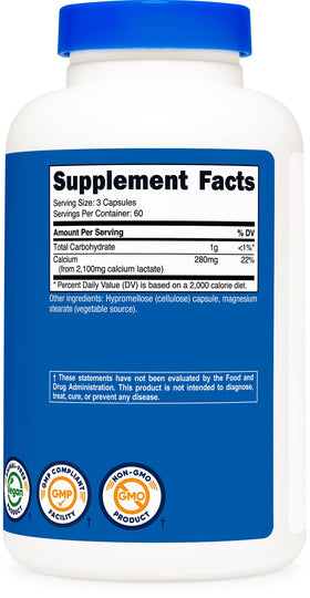 Nutricost Calcium Lactate avec capsules à côté