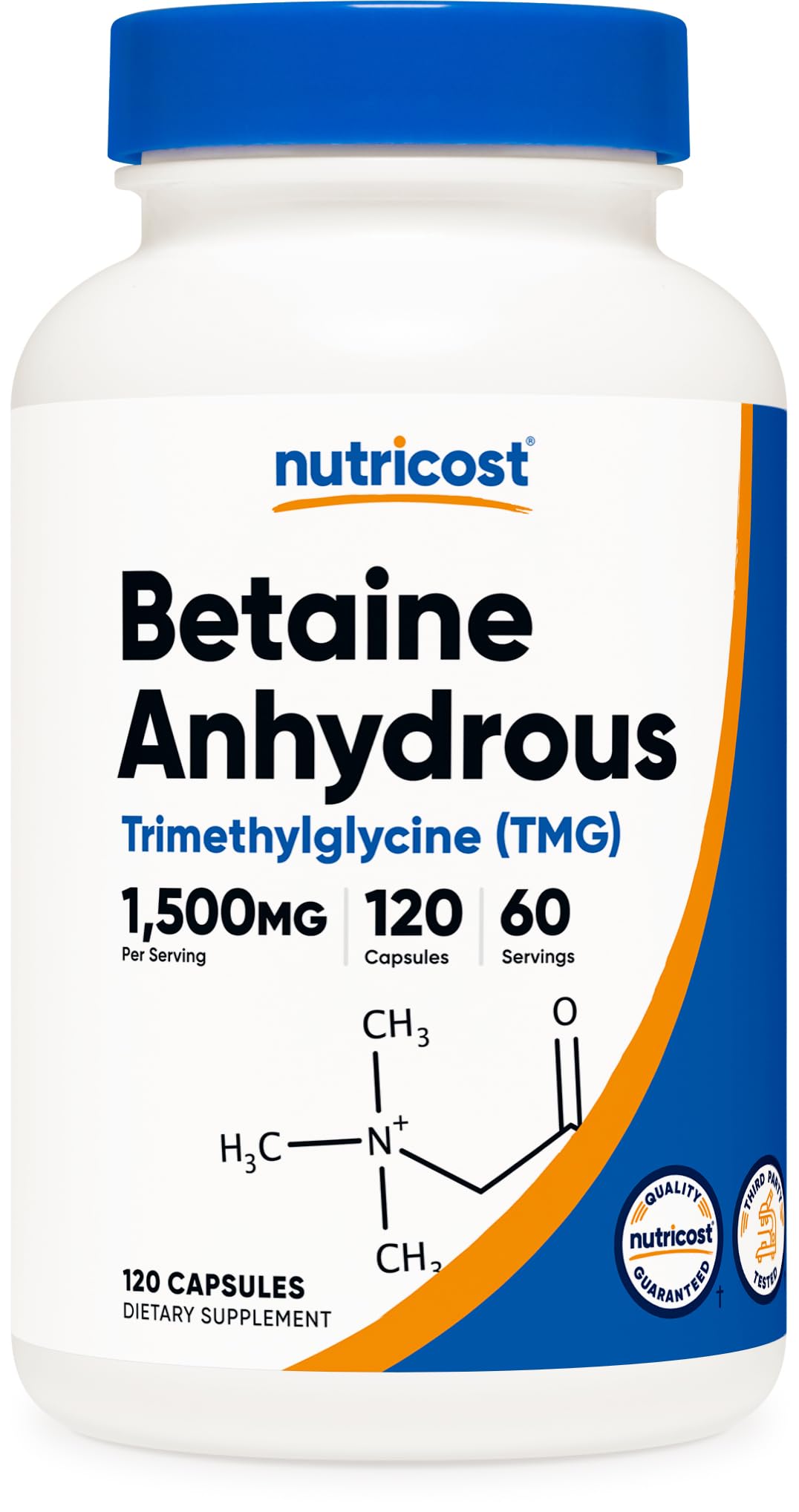 Nutricost Capsules de Bétaïne Anhydre 750mg vue de face