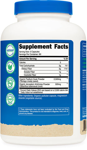Nutricost Capsules de Fibre avec étiquette bio