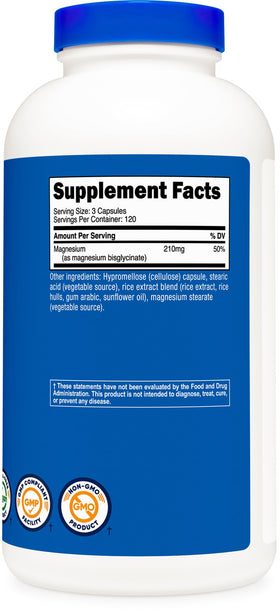 Nutricost Capsules de Glycinate de Magnésium 360 capsules avec dosage