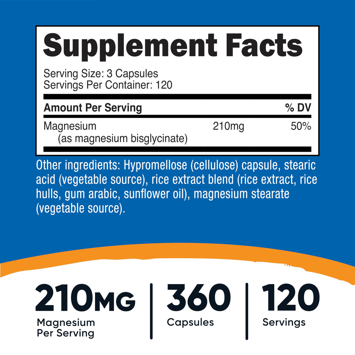 Nutricost Capsules de Glycinate de Magnésium 360 capsules emballage