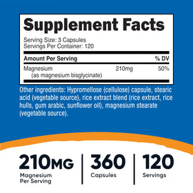 Nutricost Capsules de Glycinate de Magnésium 360 capsules emballage