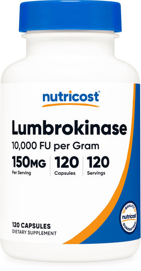 Nutricost capsules de Lumbrokinase 150mg, vue de face