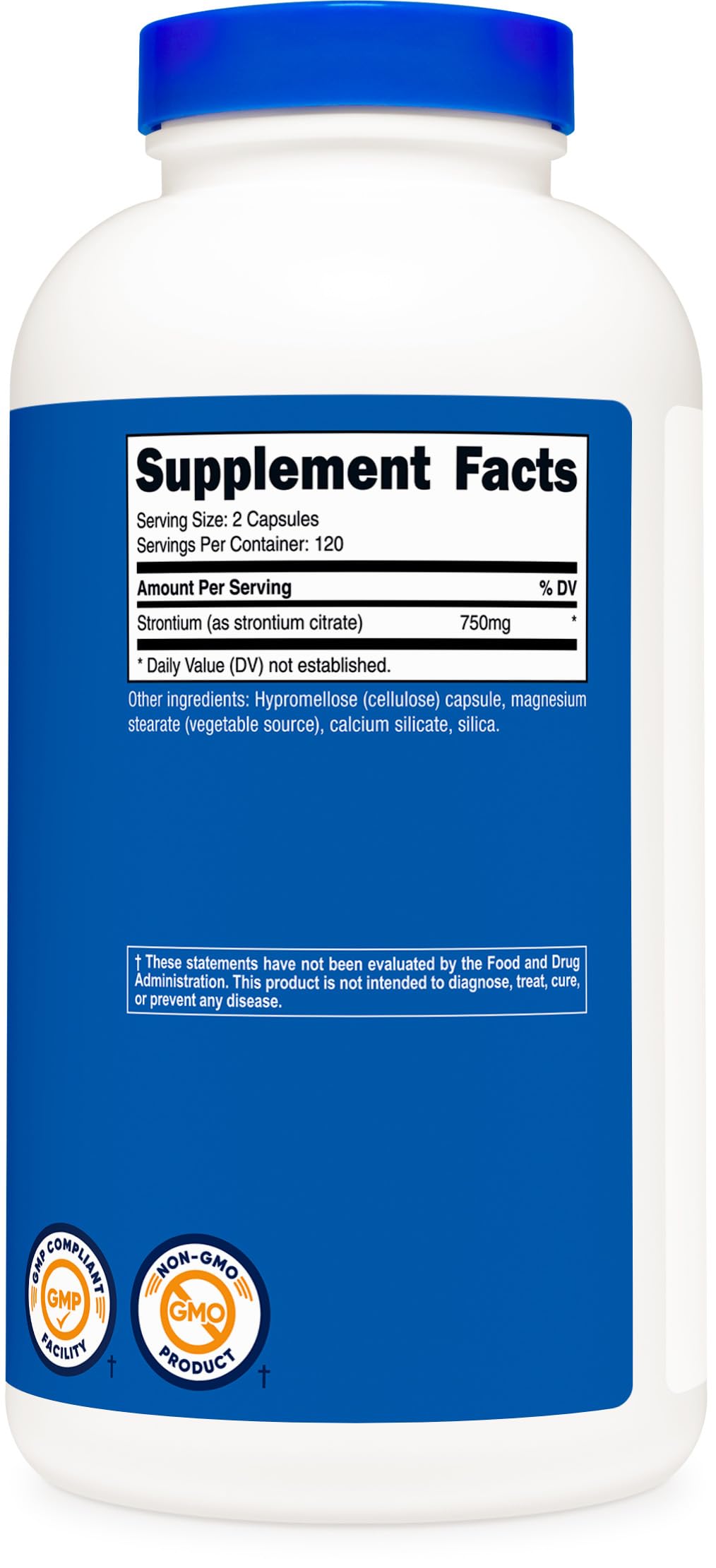 Nutricost capsules de strontium sur une table en bois