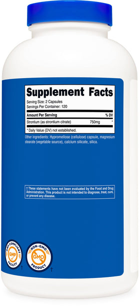 Nutricost capsules de strontium sur une table en bois