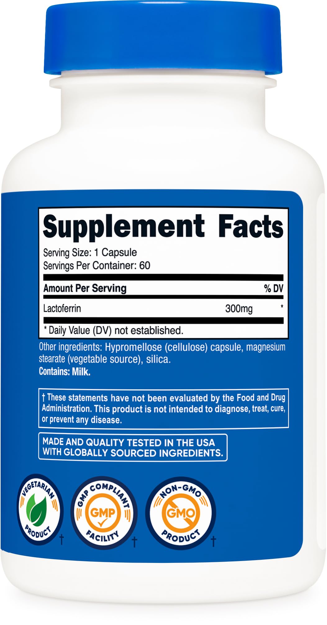 Nutricost capsules lactoferrine ouvertes avec quelques capsules à côté