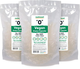 Nutricost capsules vides sur fond blanc, montrant la clarté et la qualité