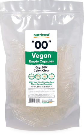 Nutricost Capsules Vides Vegan Taille 00 paquet de 500 capsules