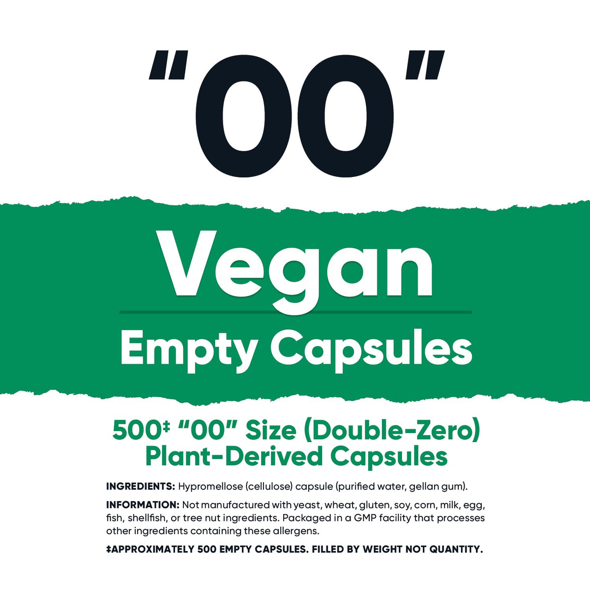 Nutricost Capsules Vides Vegan Taille 00 vue de côté