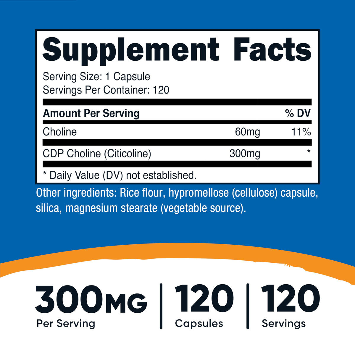 Nutricost CDP Choline 300mg capsule végétarienne