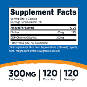 Nutricost CDP Choline 300mg capsule végétarienne