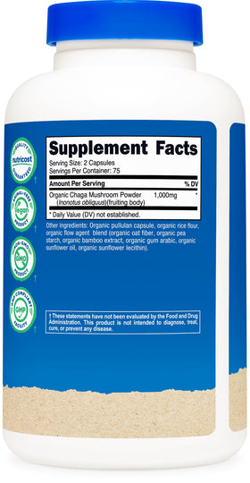 Nutricost Champignon Chaga Bio 1000mg capsules ouvertes