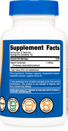 Nutricost Champignon Cordyceps 1100mg capsules ouvertes