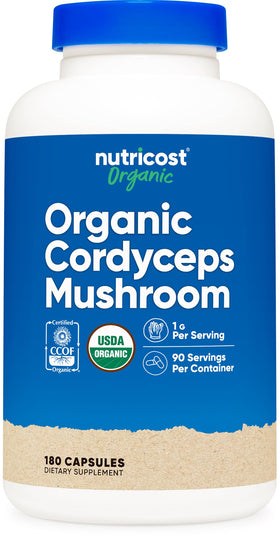 Nutricost Champignon Cordyceps Bio 1100mg 180 Capsules vue de face