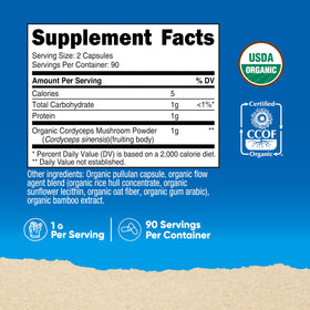 Nutricost Champignon Cordyceps Bio 180 capsules avec étiquette