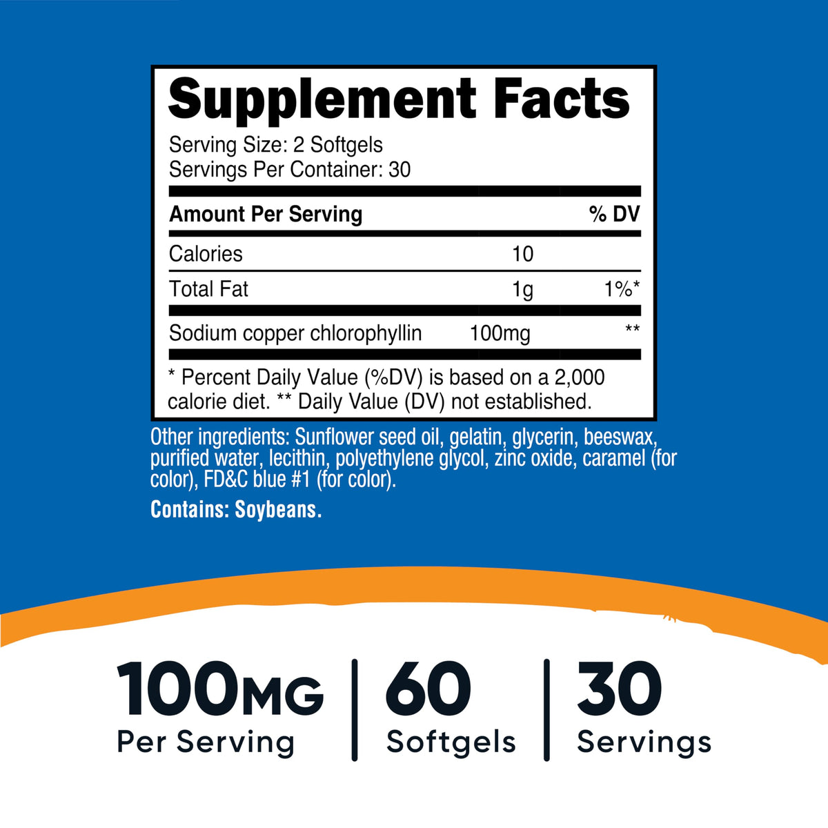 Nutricost Chlorophyll 100mg gélule molle vue de près