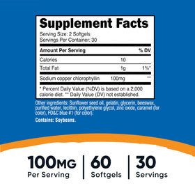 Nutricost Chlorophyll 100mg gélule molle vue de près
