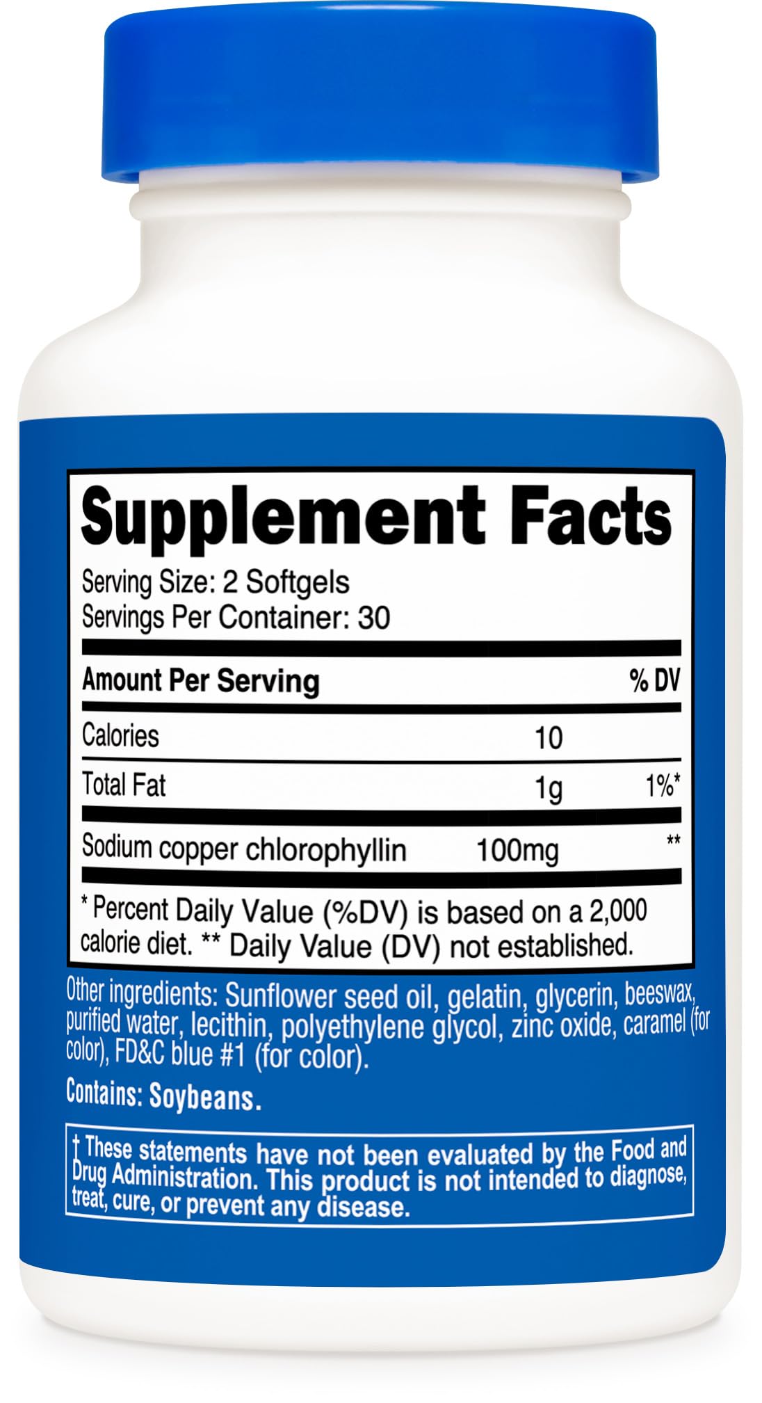 Nutricost Chlorophyll 100mg gélules molles avec verre d'eau