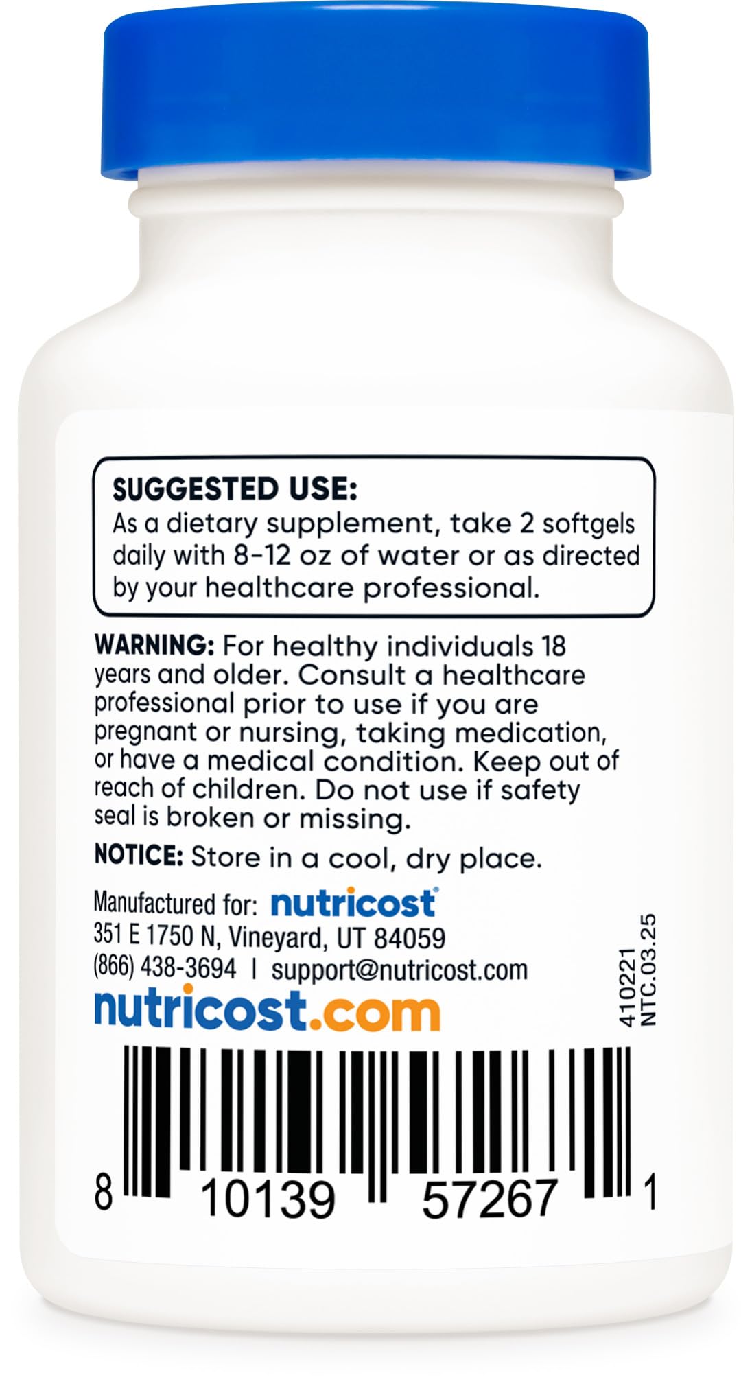 Nutricost Chlorophyll 100mg gélules molles sur une table