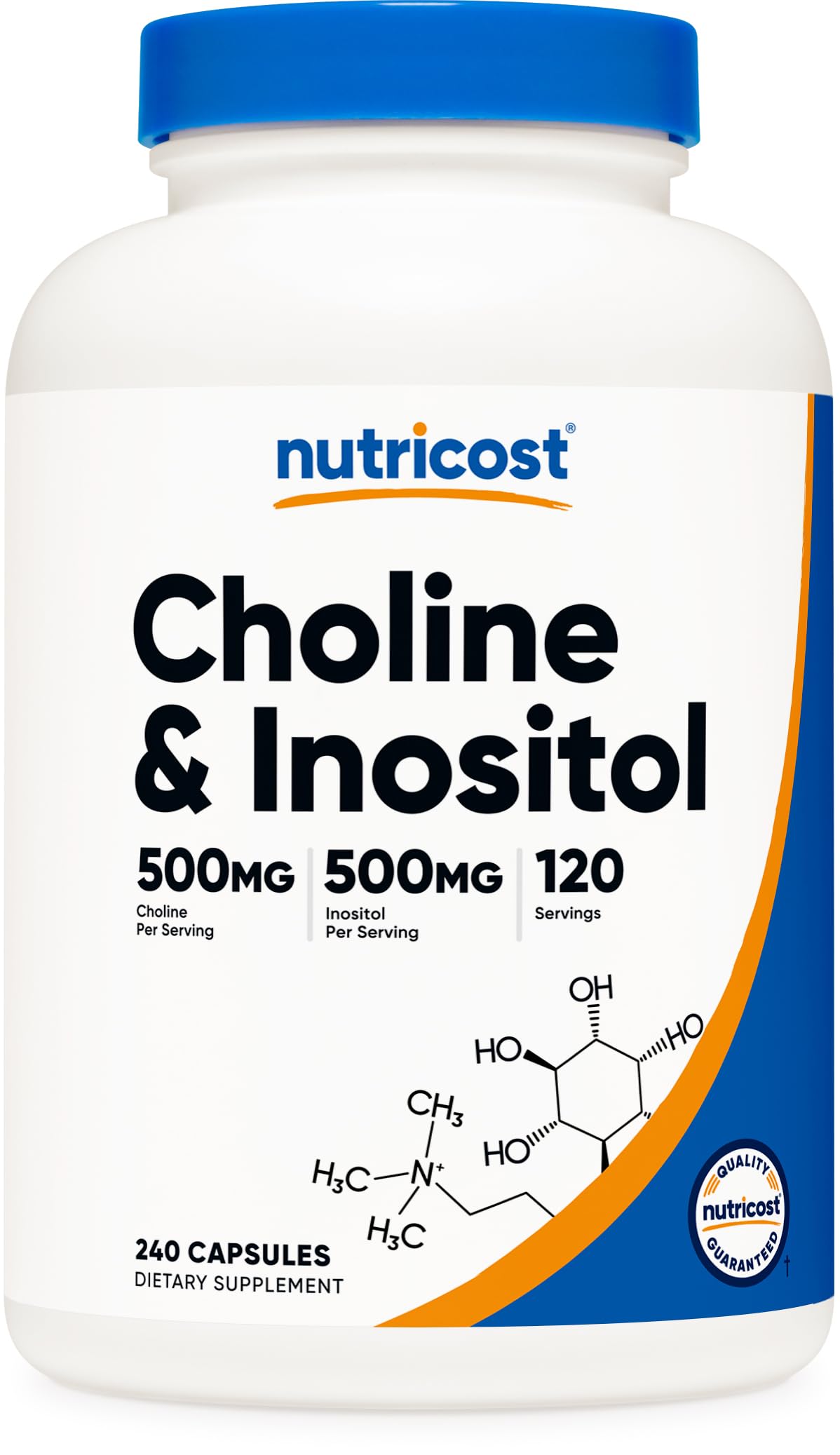 Nutricost Choline & Inositol 240 capsules flacon vue de face