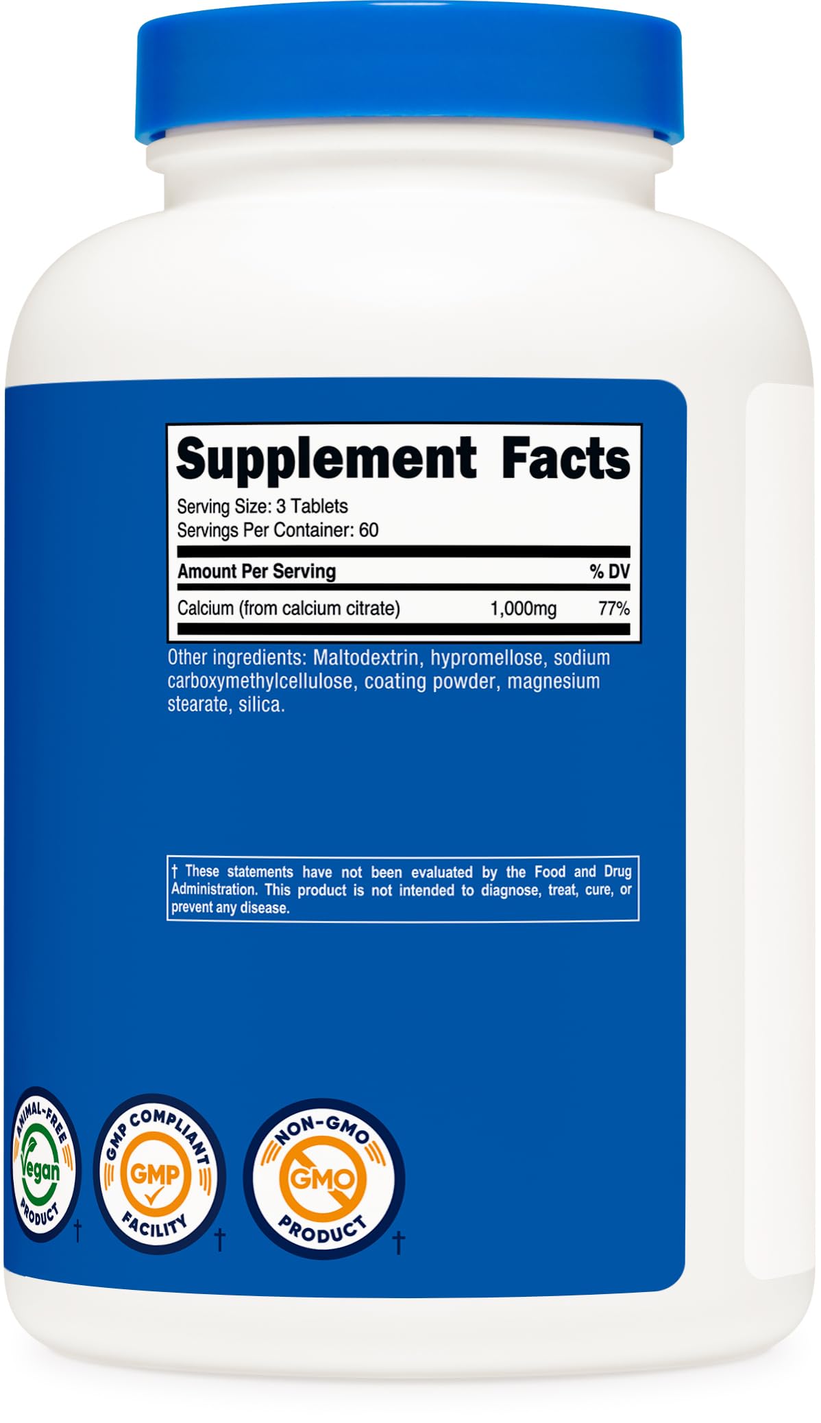 Nutricost Citrate de Calcium 1 000 mg sur fond naturel