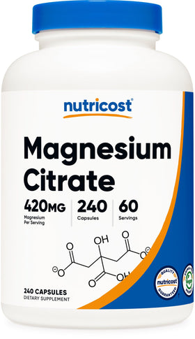 Nutricost Citrate de Magnésium 420mg flacon de 240 capsules végétales