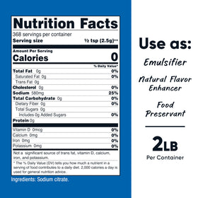 Nutricost Citrate de Sodium 2LB, étiquette et détails