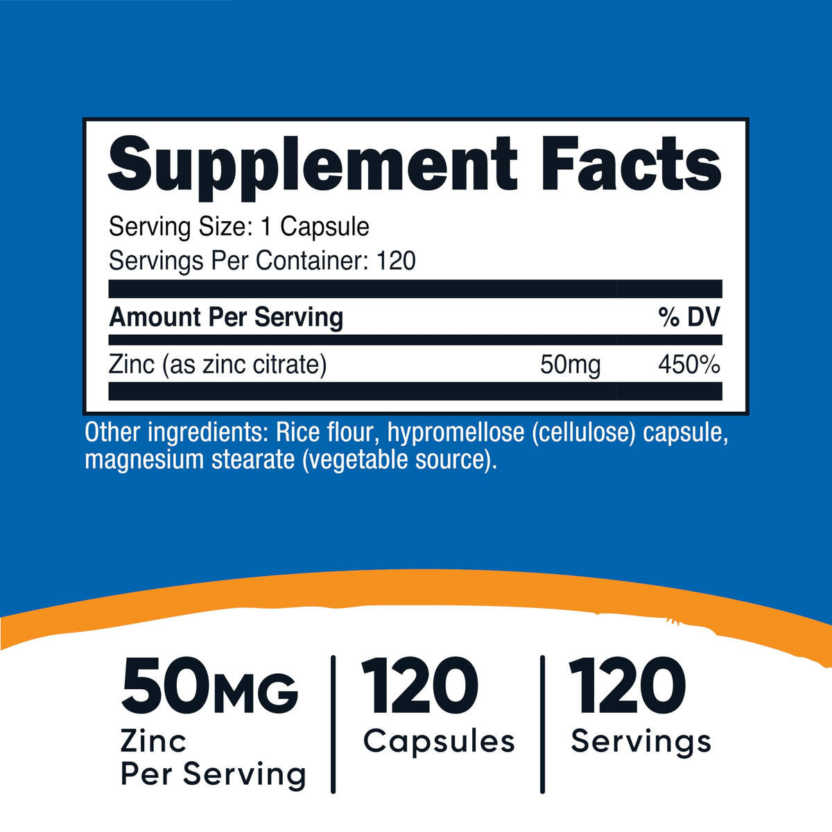 Nutricost Citrate de Zinc 50mg capsule individuelle