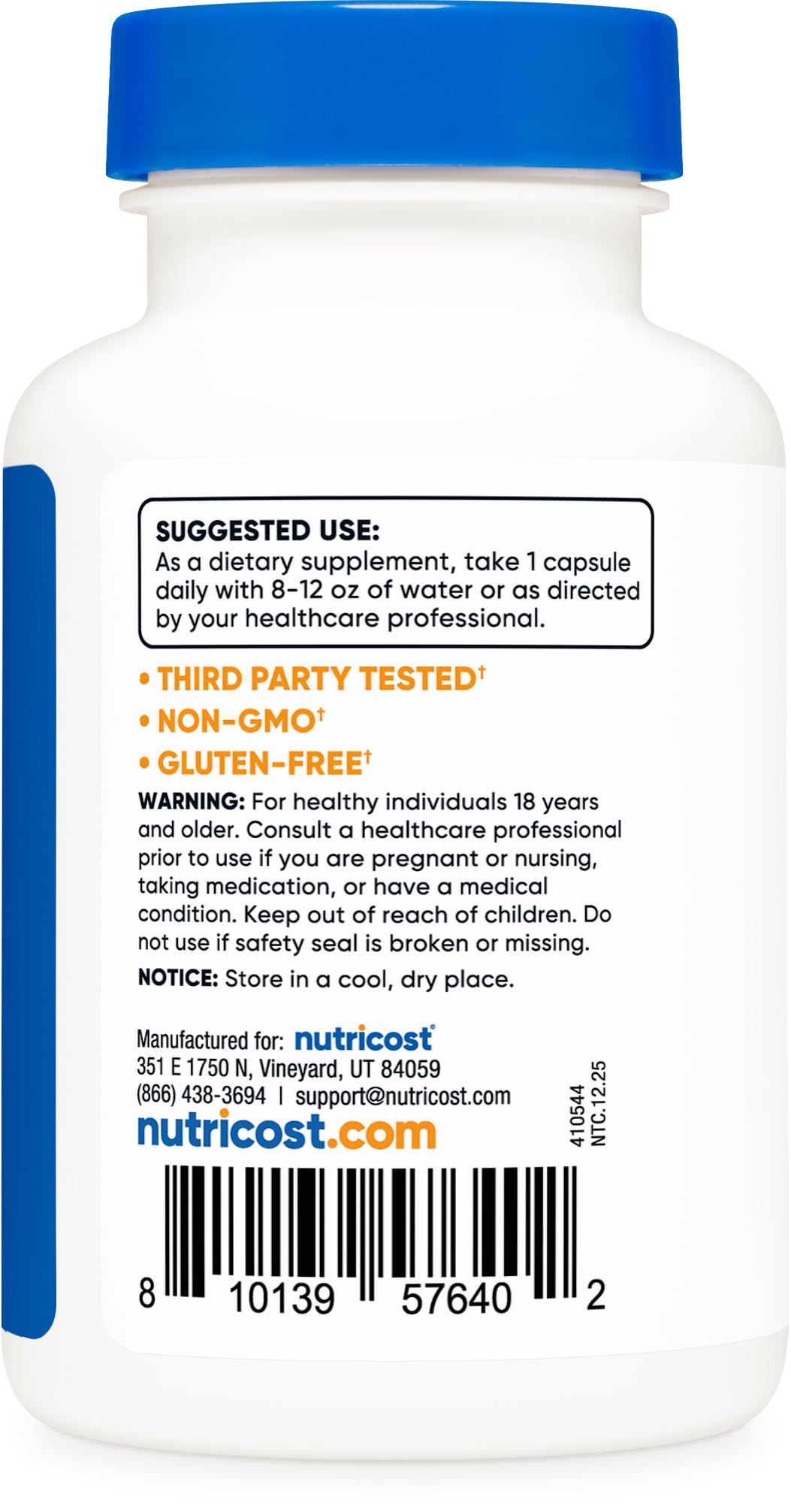 Nutricost Citrate de Zinc 50mg capsules sur une table