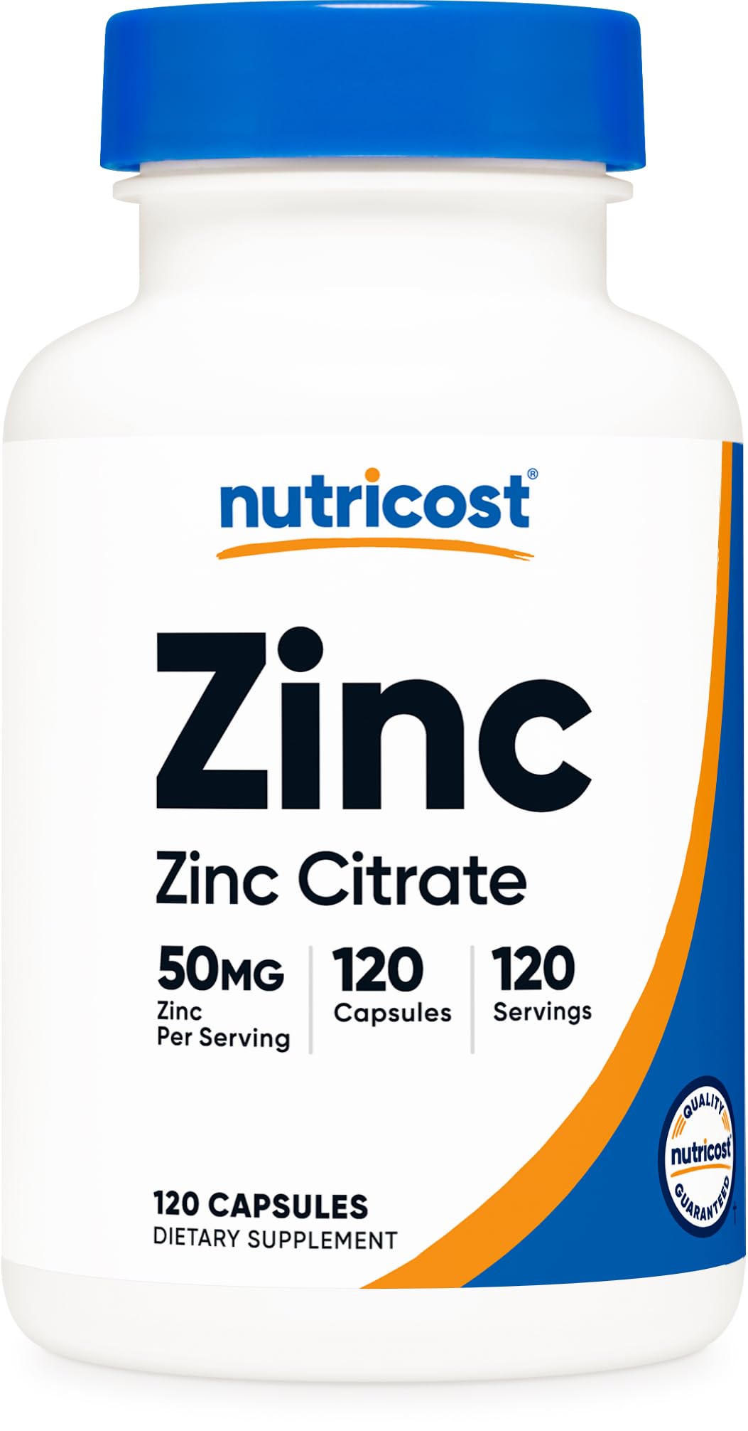 Nutricost Citrate de Zinc 50mg flacon de 120 capsules