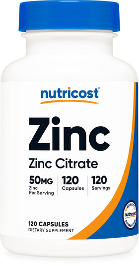 Nutricost Citrate de Zinc 50mg flacon de 120 capsules