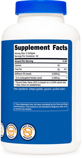 Nutricost CLA 2400mg gélules ouvertes montrant leur taille