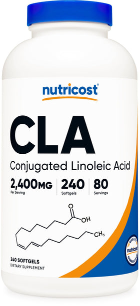 Nutricost CLA 800mg 240 gélules flacon vue avant