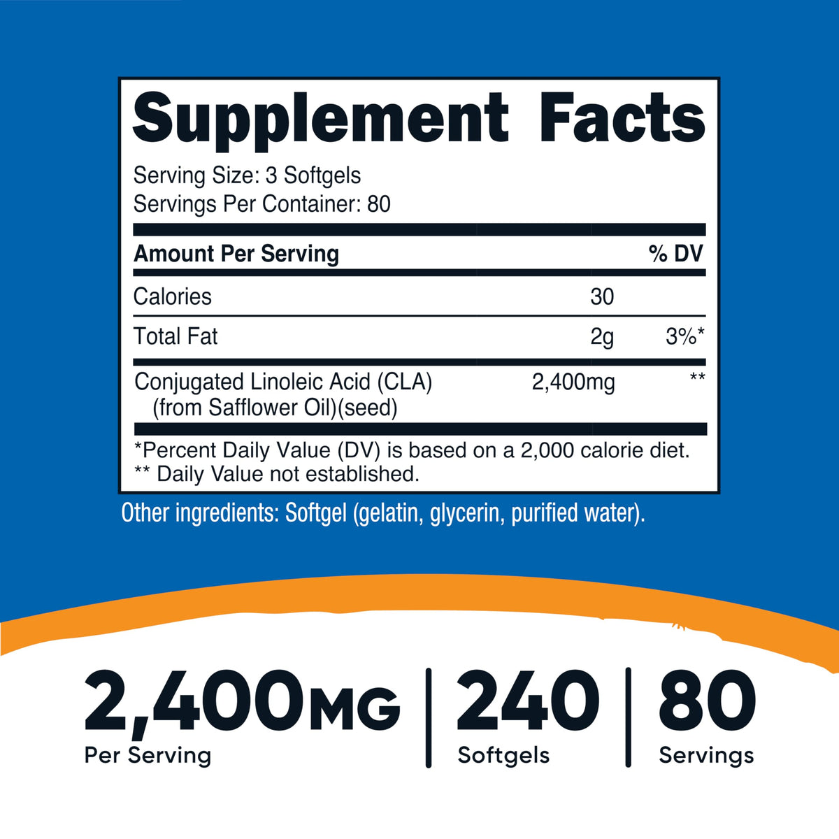 Nutricost CLA 800mg gélule sur fond blanc