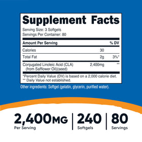 Nutricost CLA 800mg gélule sur fond blanc